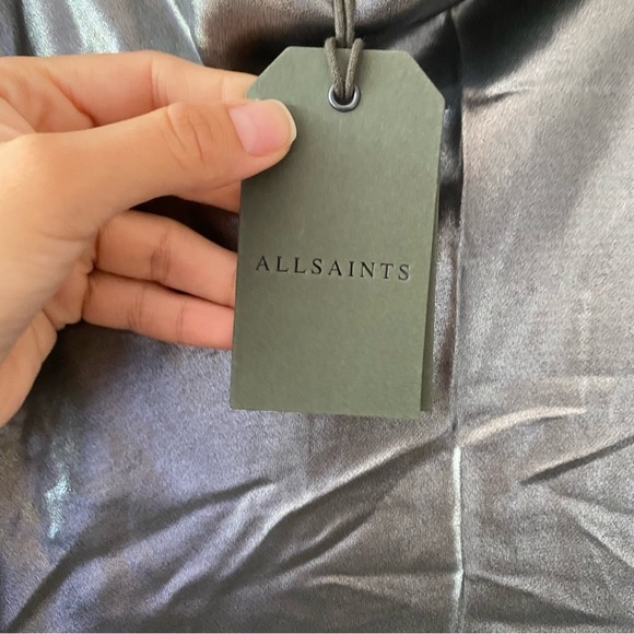 ALLSAINTS Hadley Metallic Slip Midi Dress - Picture 6 of 9